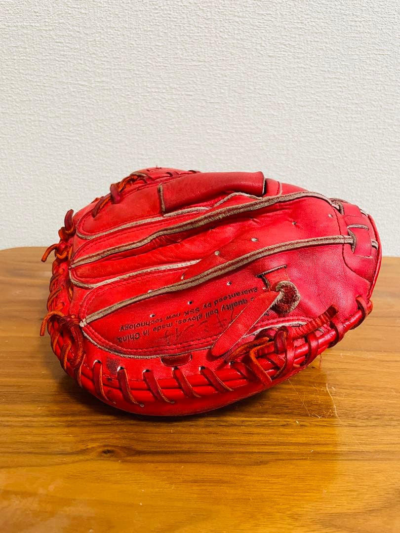 美品✨SSK キャッチャーミット 軟式 右投げ 赤 即戦力 レッド エスエスケー