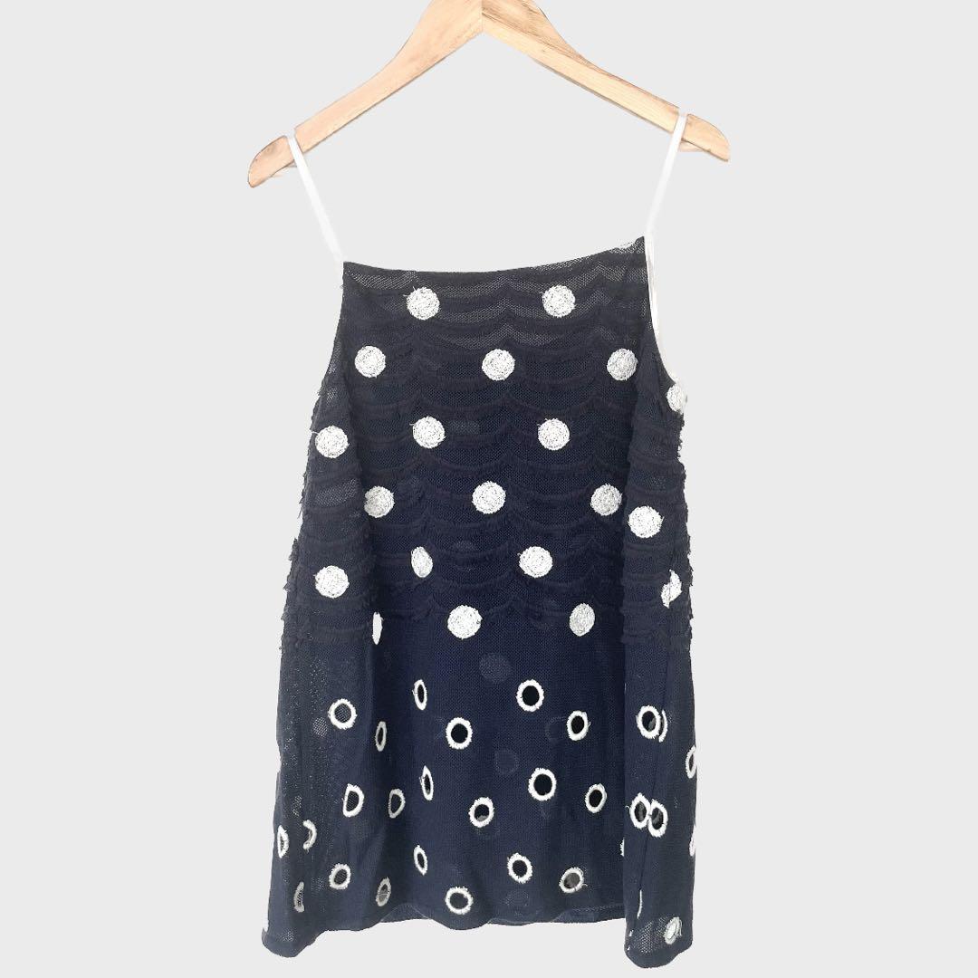 【極美品】mina perhonen ドット柄 キャミソール トップス ネイビー