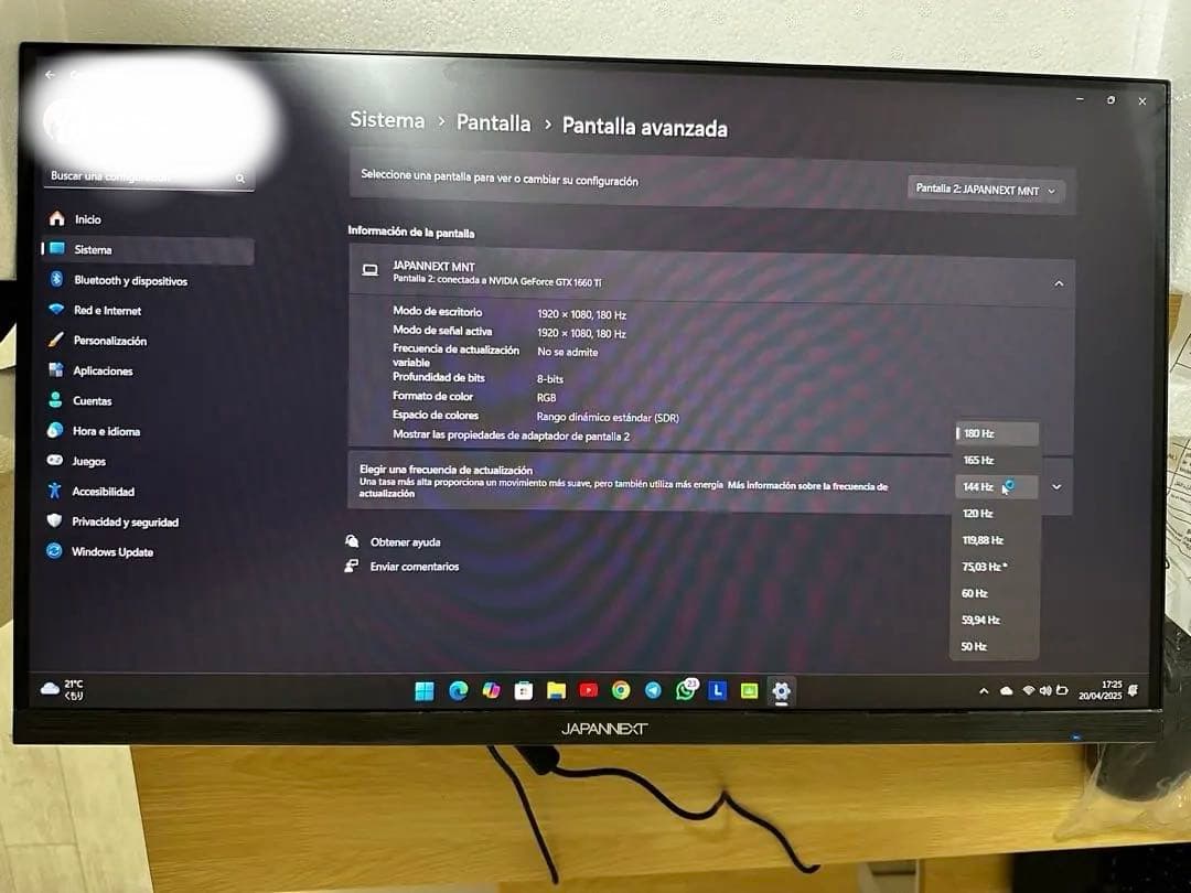 JAPANNEXT ゲーミングモニター23“ 180hz(美品）(ゆうさん専用)