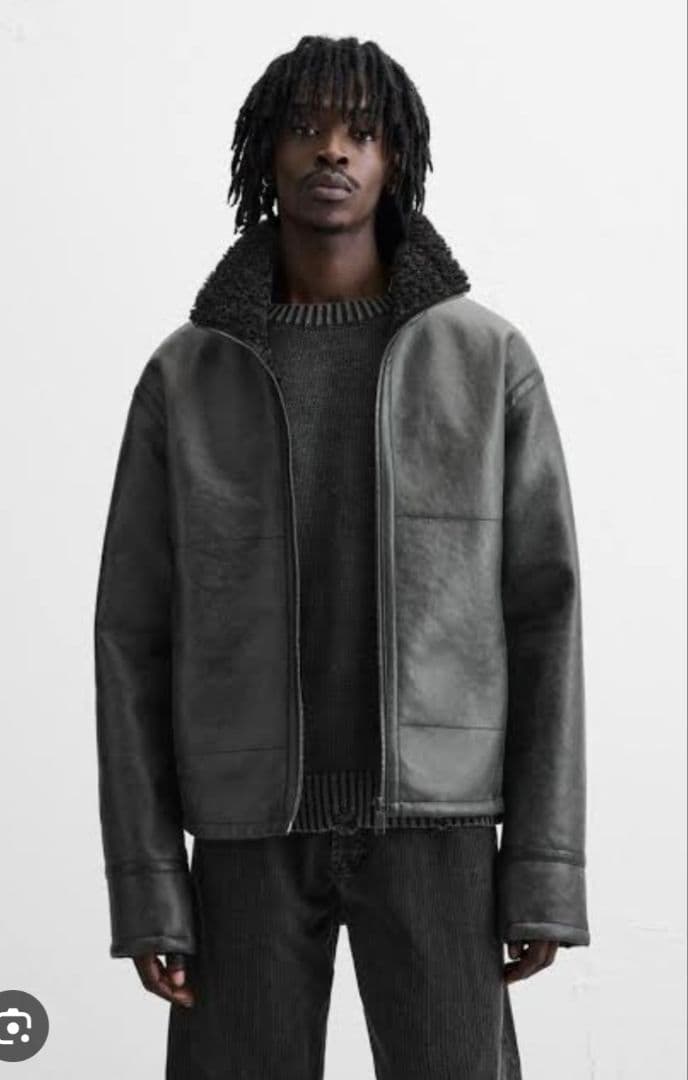 R出品　ZARA　ボアフェイクレザージャケット