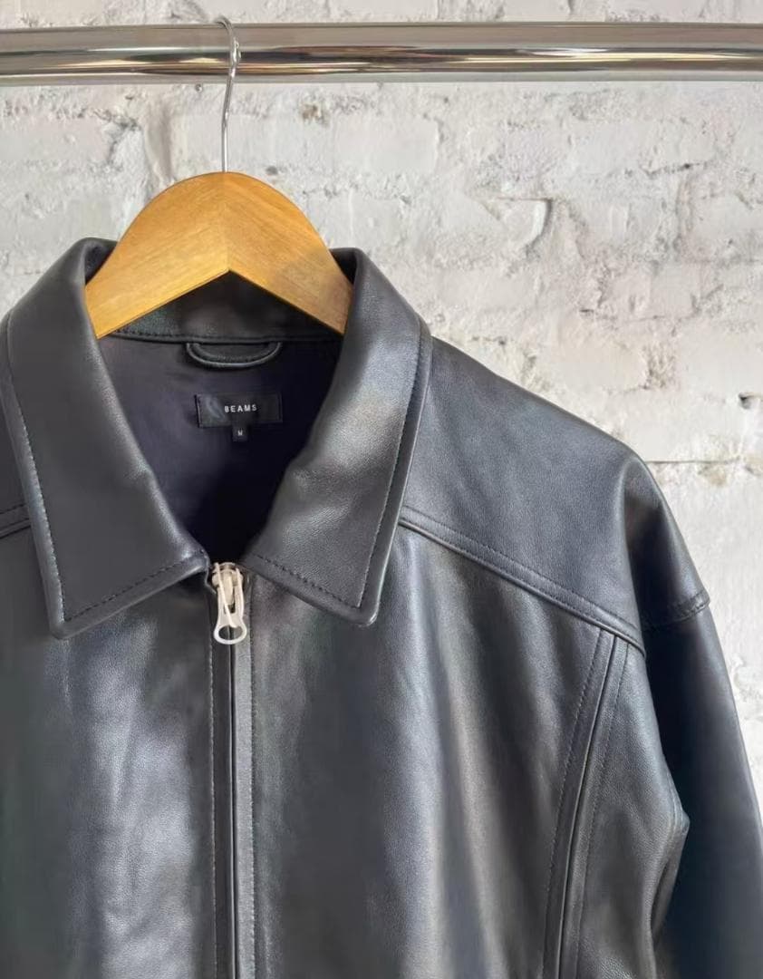BEAMS レザーブルゾンジャケット ブラック Mサイズ