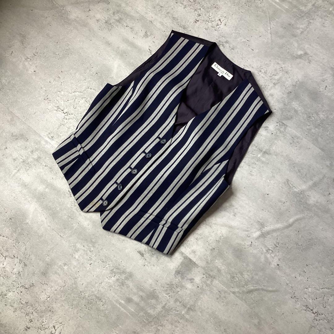 ChristianDior ディオール　2ピース　ストライプ　ネイビー