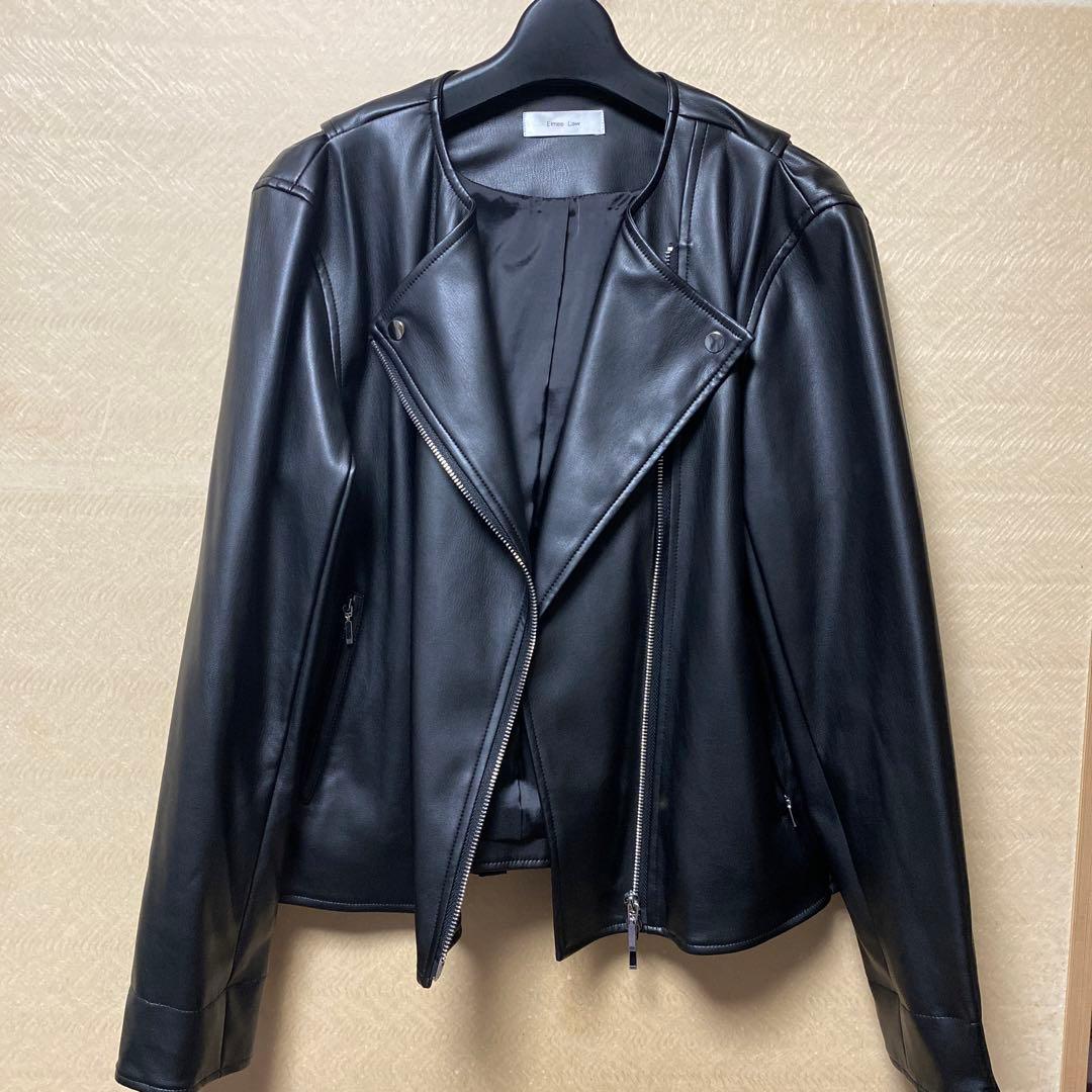 Eimee Law バックフリルフェイクレザーライダース