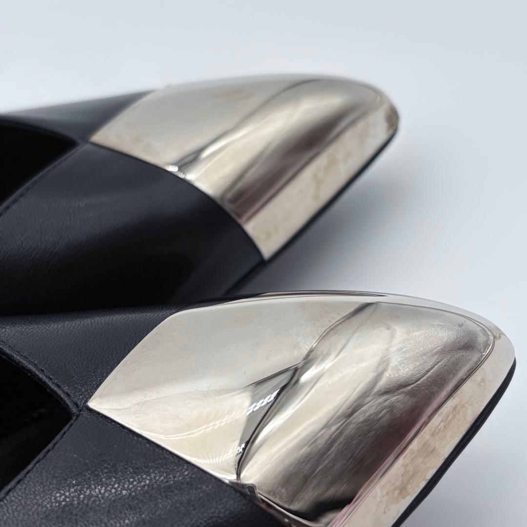 美品　CELINE エディ期　レザー　パンプス　メタルトゥ　ヒール　ポインテッド