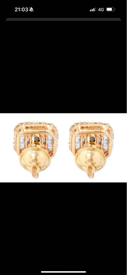 VS クラス 天然ダイヤモンド 10Kクラスター バゲット スタッドピアス