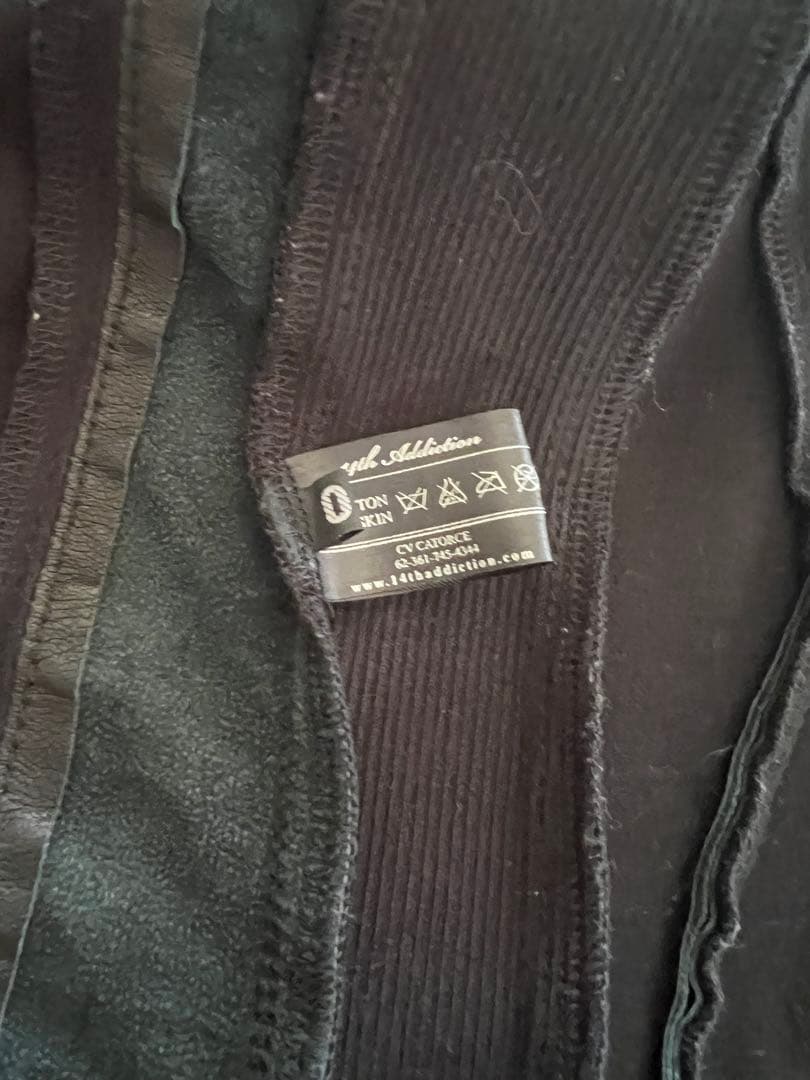 n❣️14th addict❣️レザーとストレッチ素材のハイネックジャケット