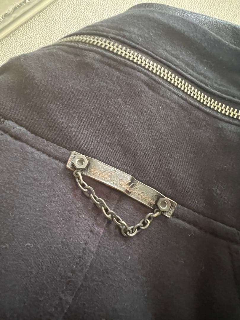 n❣️14th addict❣️レザーとストレッチ素材のハイネックジャケット