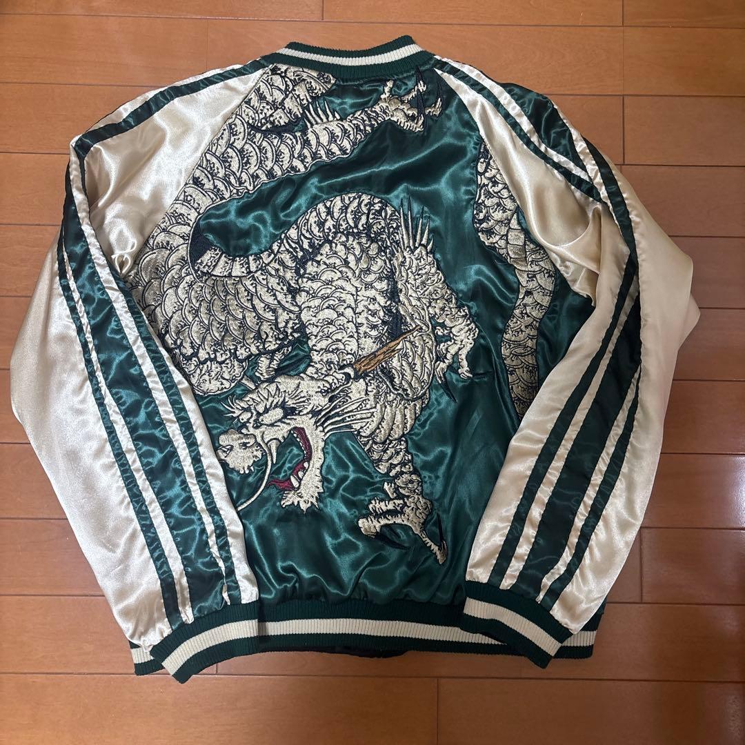 龍刺繍　М　リバーシブル　スカジャン　鯉　ドラゴン　サテン