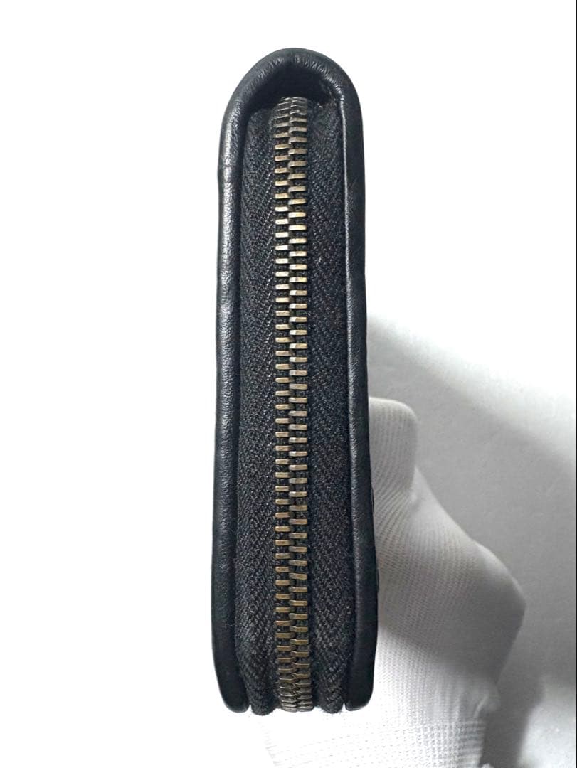 ボッテガヴェネタ イントレチャート ラウンドファスナー 長財布 ブラック