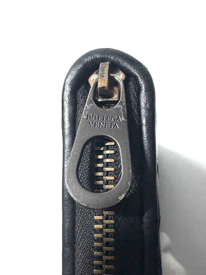 ボッテガヴェネタ イントレチャート ラウンドファスナー 長財布 ブラック