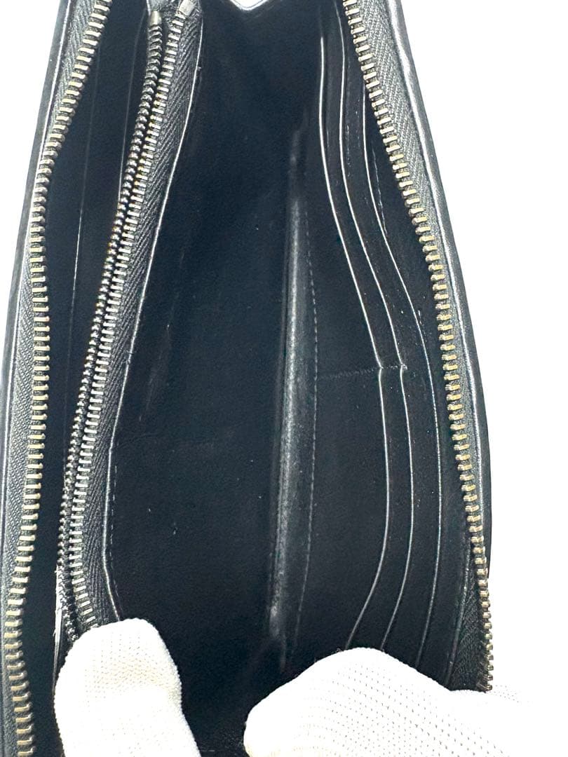 ボッテガヴェネタ イントレチャート ラウンドファスナー 長財布 ブラック