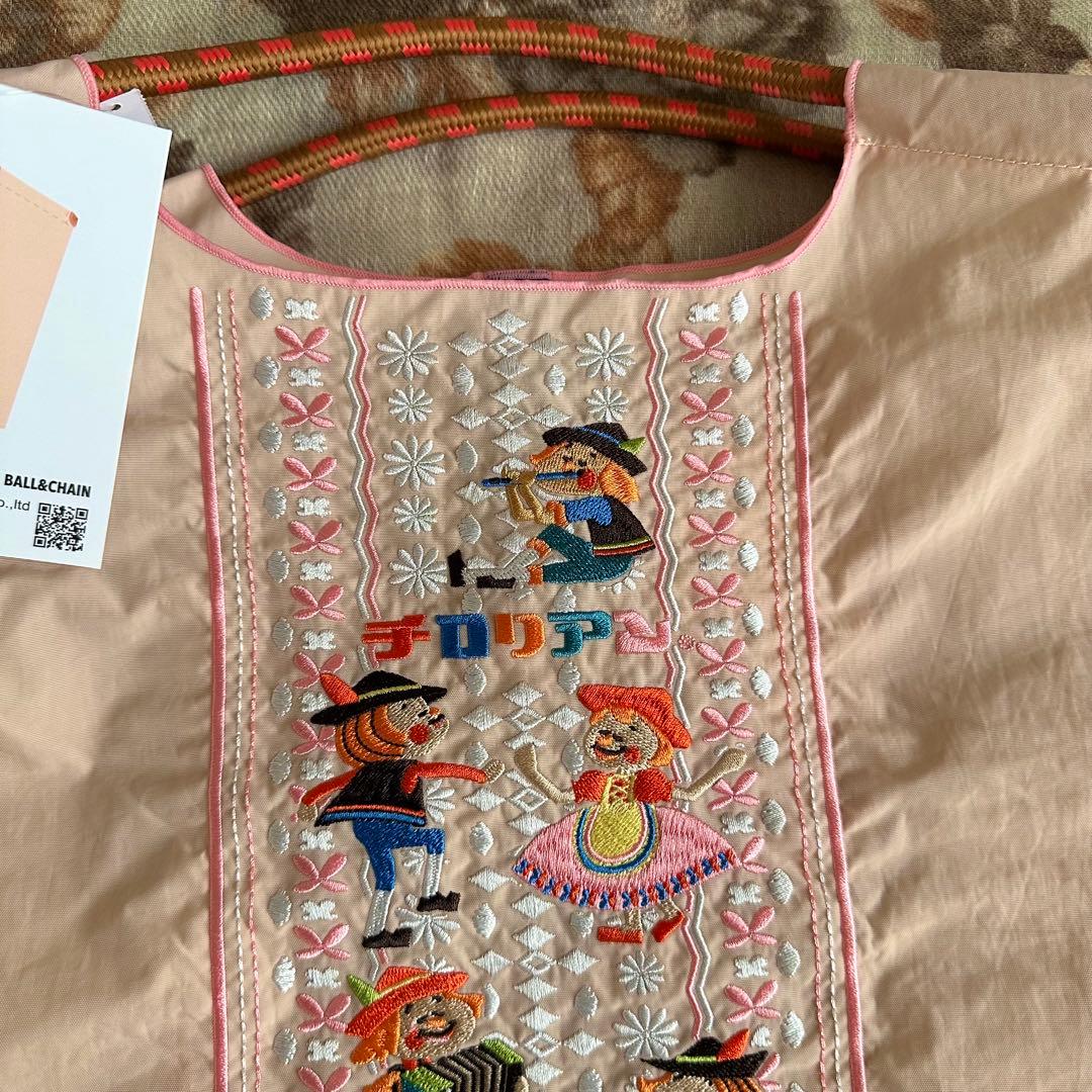 【おまけ付】ボールアンドチェーン コラボバッグチロリアンテープ柄 ピンク／千鳥屋