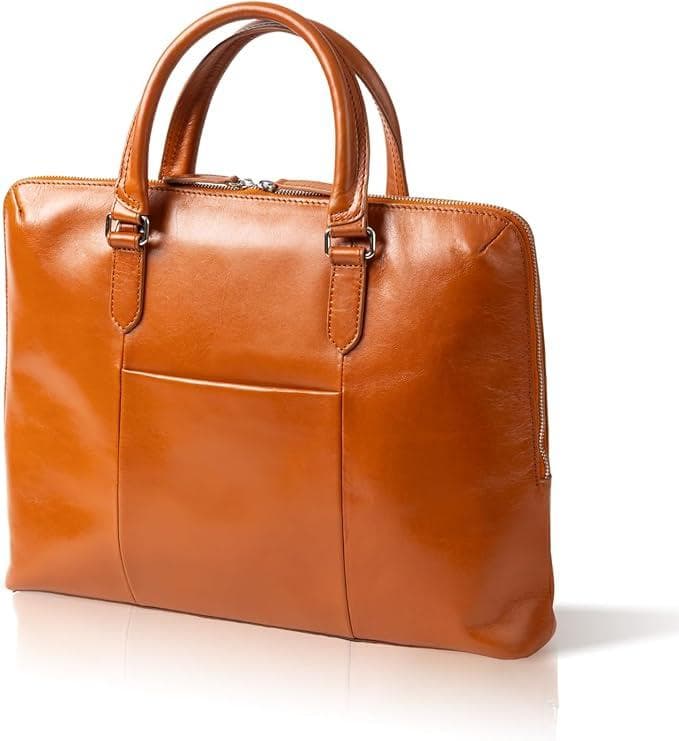 そ*風様 オイルレザー(上位モデル)ビジネスバッグ 大容量 自立 キャメル