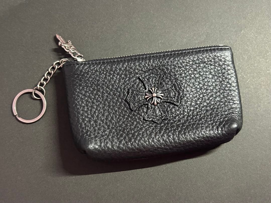 ミニ財布 ブラックレザー ケース 小銭入れ　本革牛革　クロス 財布