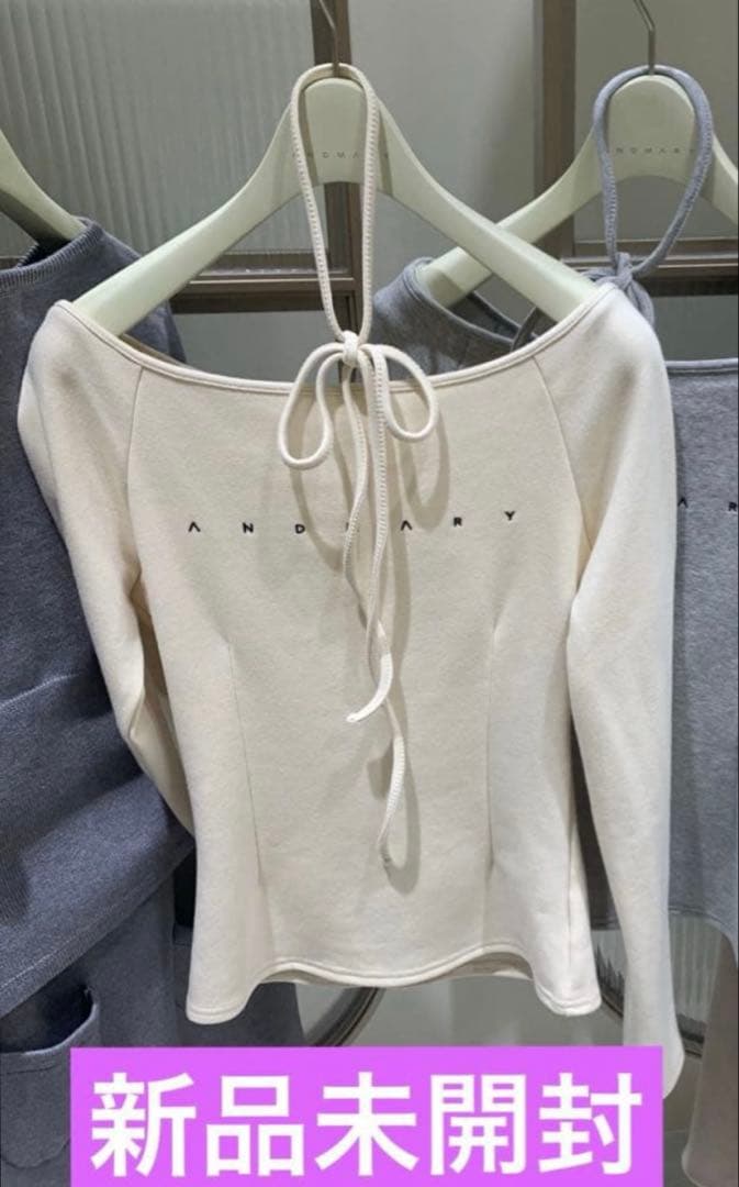 新品未開封andmaryマリーロゴチョッカーカットソートップスTシャツアイボリー