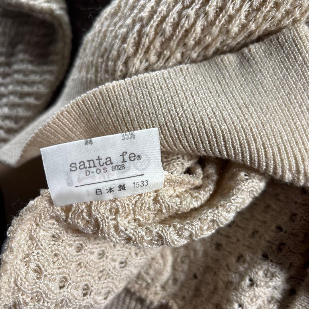 古着　サンタフェ　3Dニットアイボリー　ペイズリー　XL シアニット　リネン混.