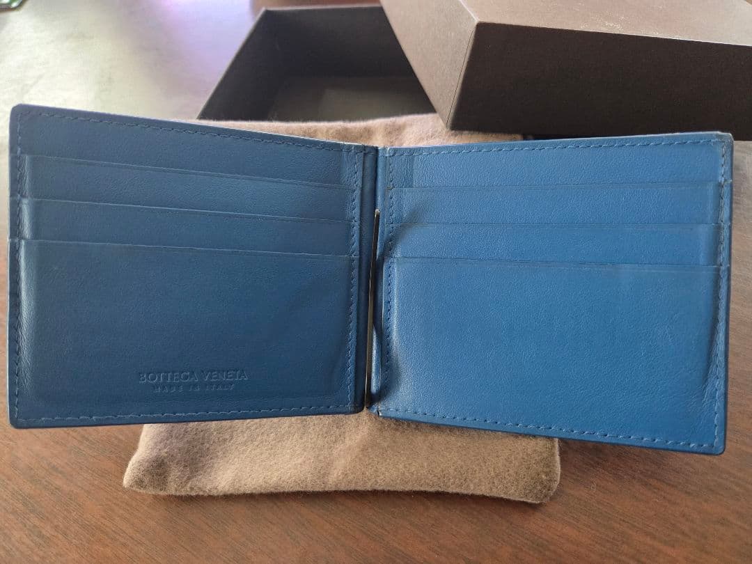 【箱付き】ボッテガべネタ マネークリップ イントレチャート 青