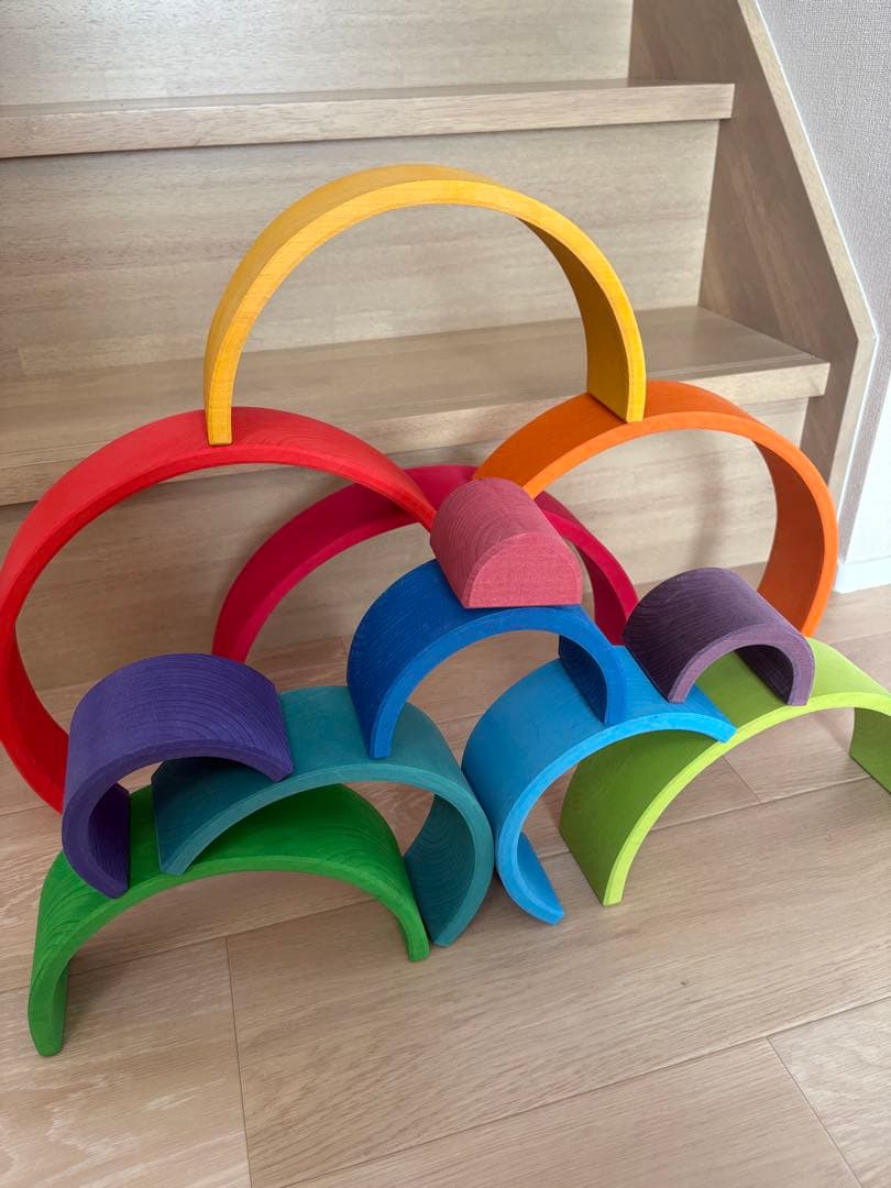【正規品】グリムス アーチレインボー大 虹色トンネル 　木製虹色アーチ型知育玩具