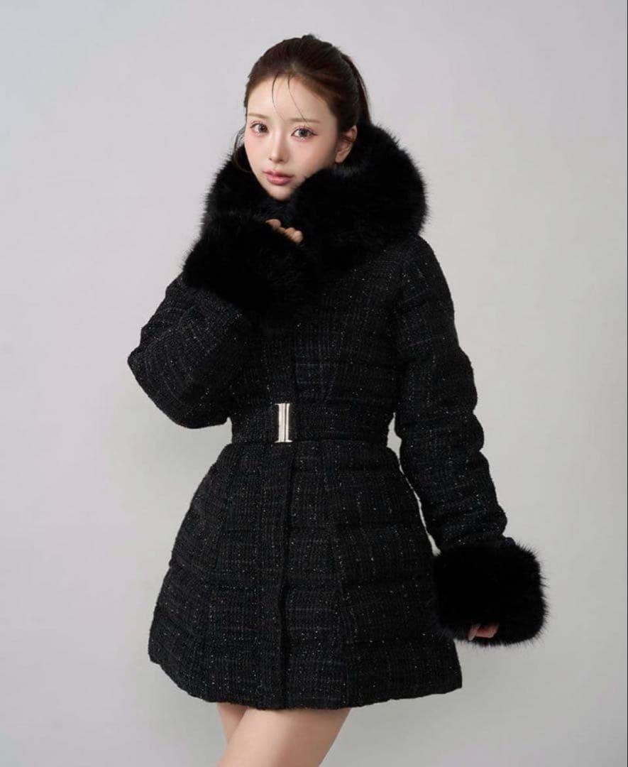 Darich レディミディツイードダウンコート BLK M