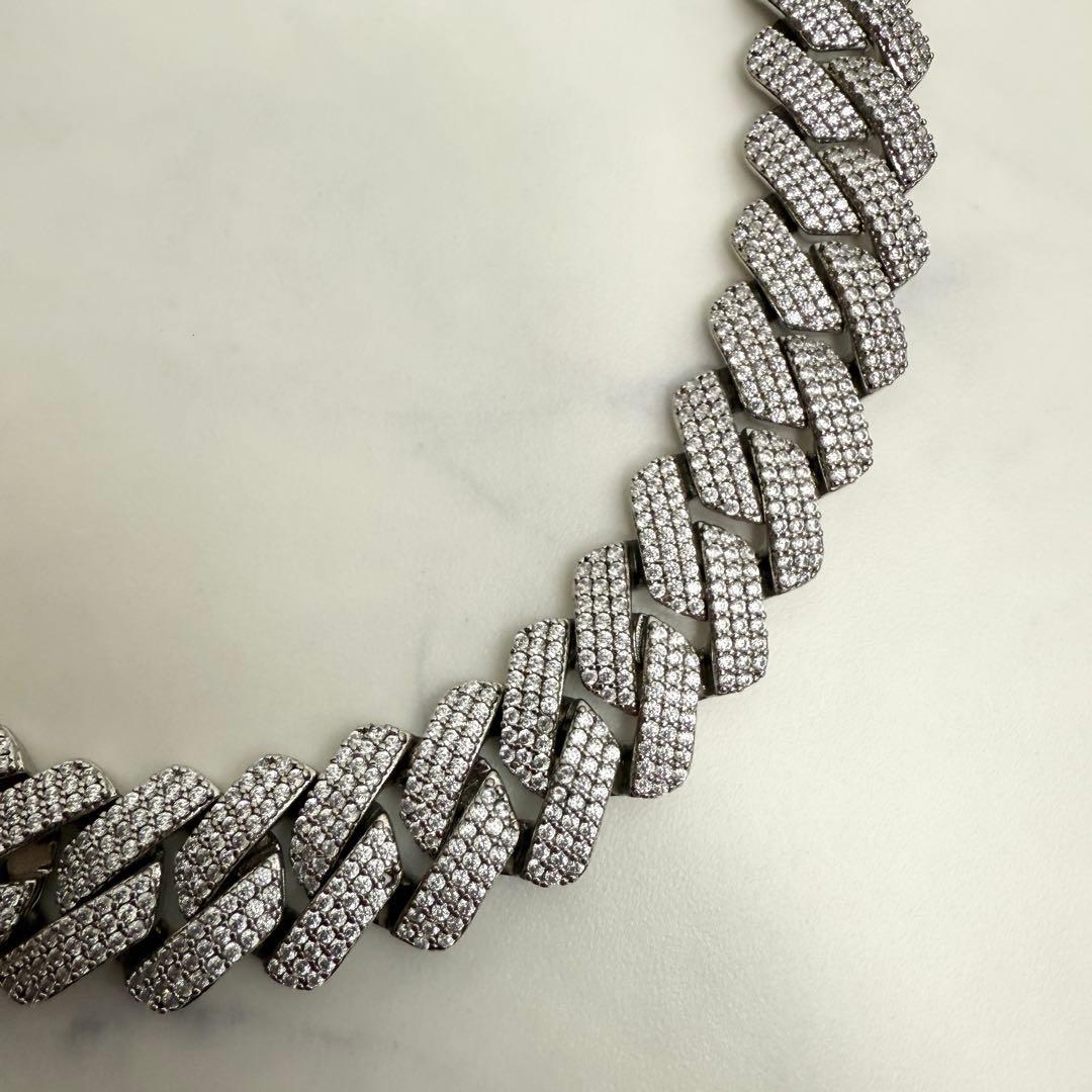 Glitter シルバー チェーンネックレス60cm 19mm