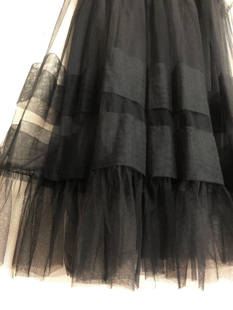 専用　美品　ANAYI　チュールティアードギャザー スカート　黒　38