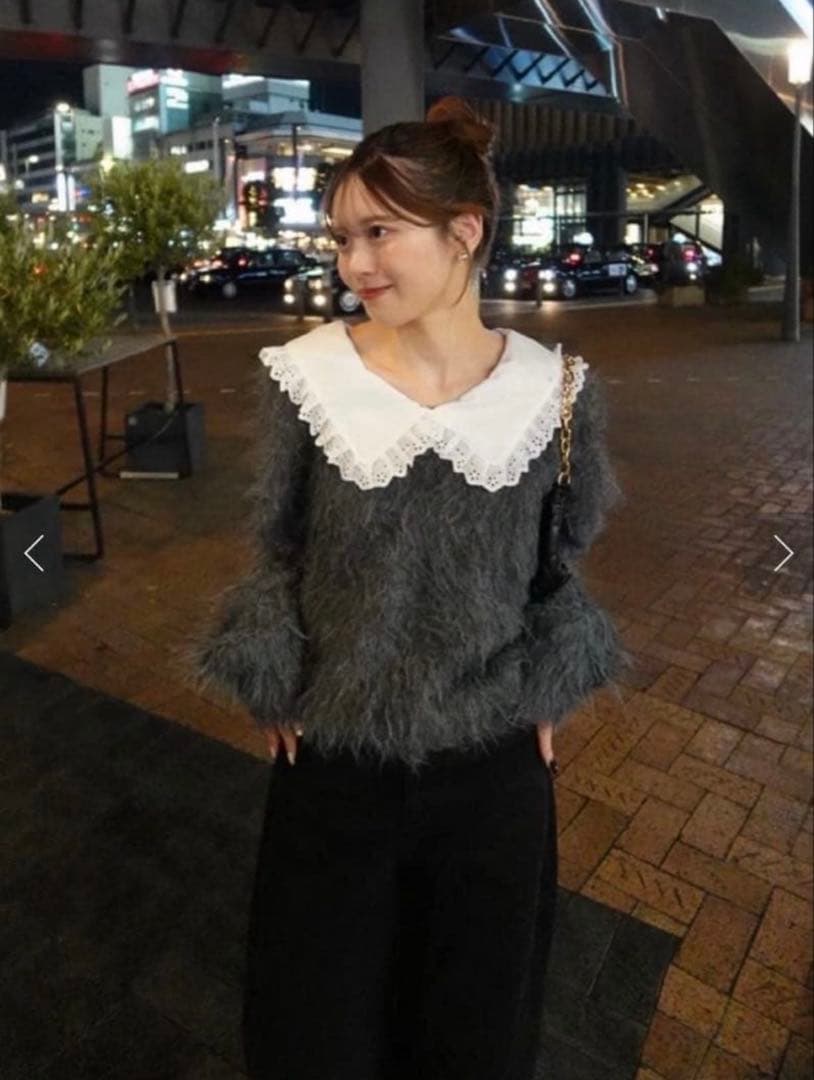 Chico namiコラボ企画 セーラー襟付きシャギールーズニット