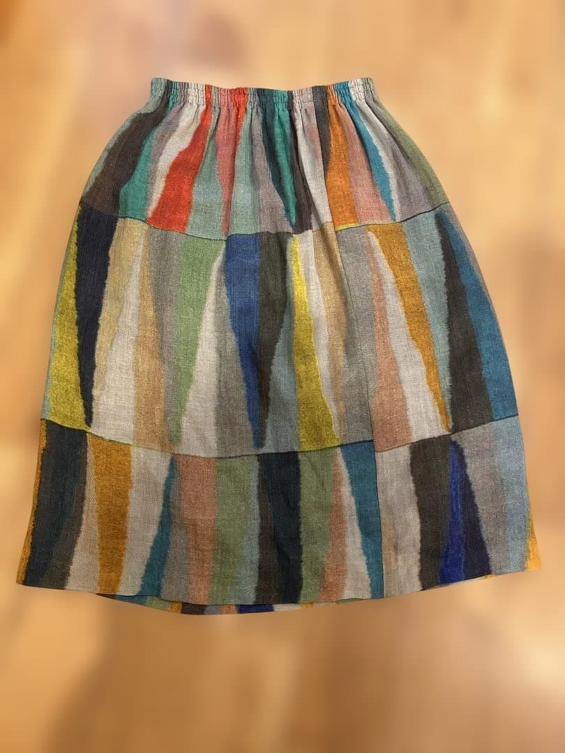 クラフトヒロ ウール&シルクマルチカラーストライプ フレアスカート