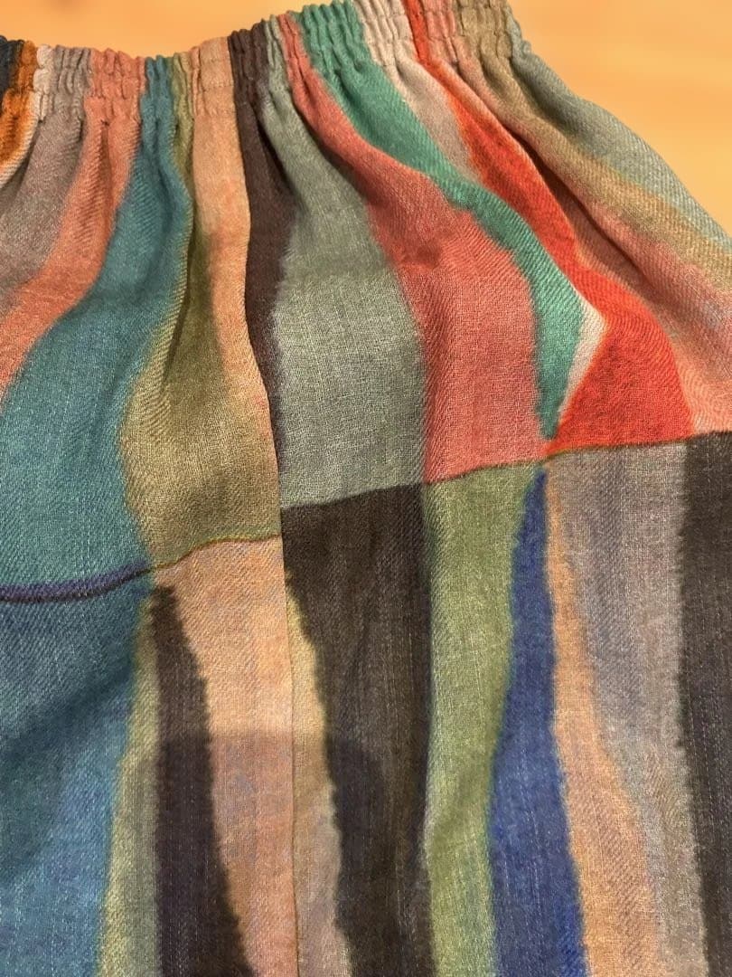 クラフトヒロ ウール&シルクマルチカラーストライプ フレアスカート
