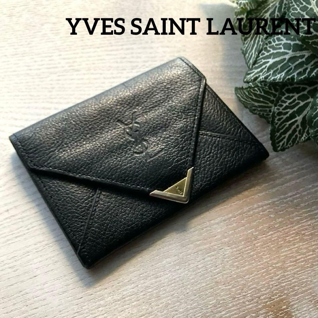 YVES SAINT LAURENT イブサンローラン　カードケース　黒レザー