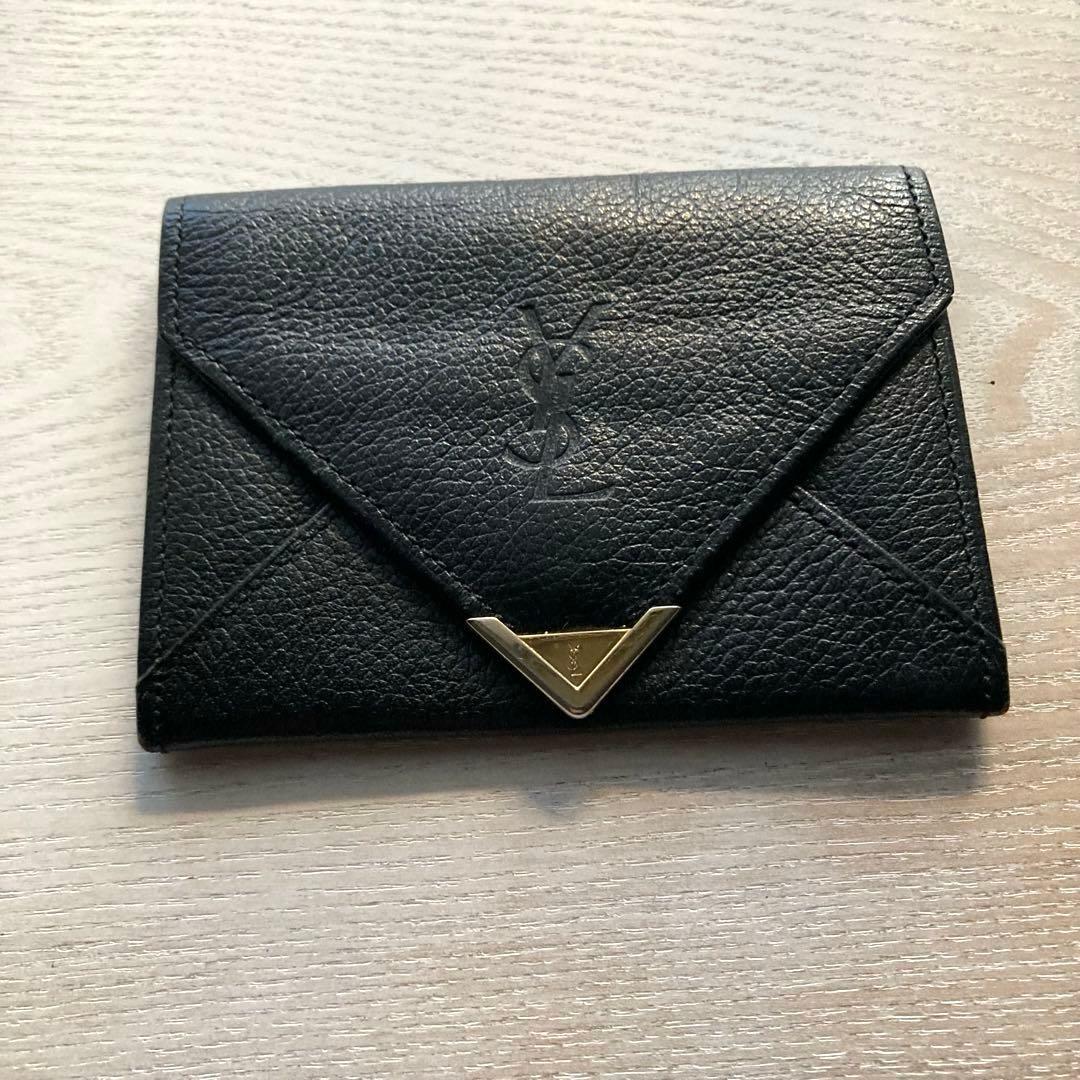 YVES SAINT LAURENT イブサンローラン　カードケース　黒レザー