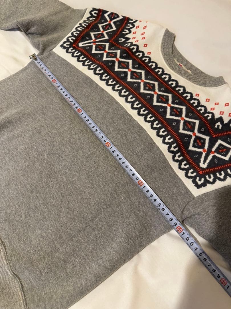 ウエアハウス 雪柄スウェット グレー サイズ38 Warehouse