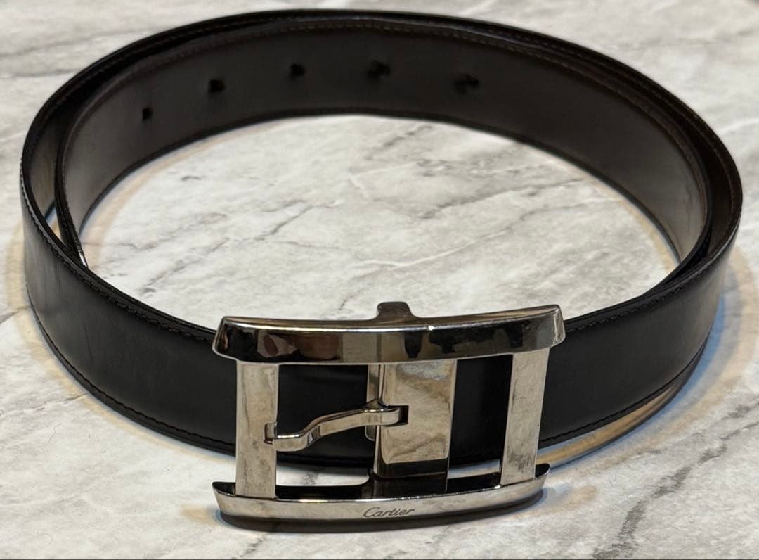 カルティエ タンクドゥ シルバーバックル リバーシブル レザーベルト