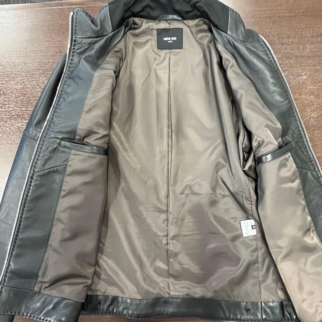 【最終値】ブラックレザースタンドカラーシングルライダース　メンズビギ　美品