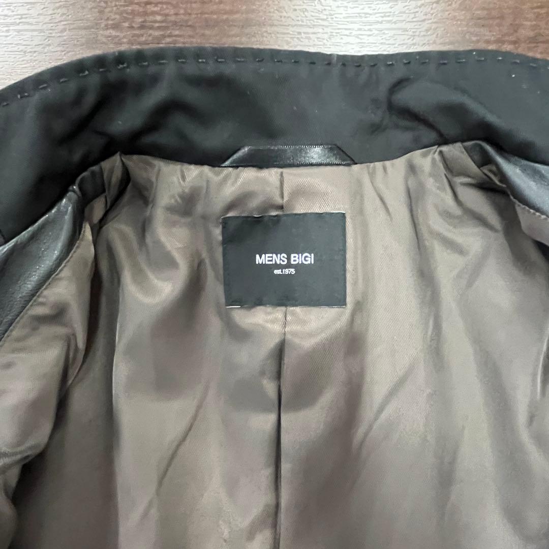 【最終値】ブラックレザースタンドカラーシングルライダース　メンズビギ　美品