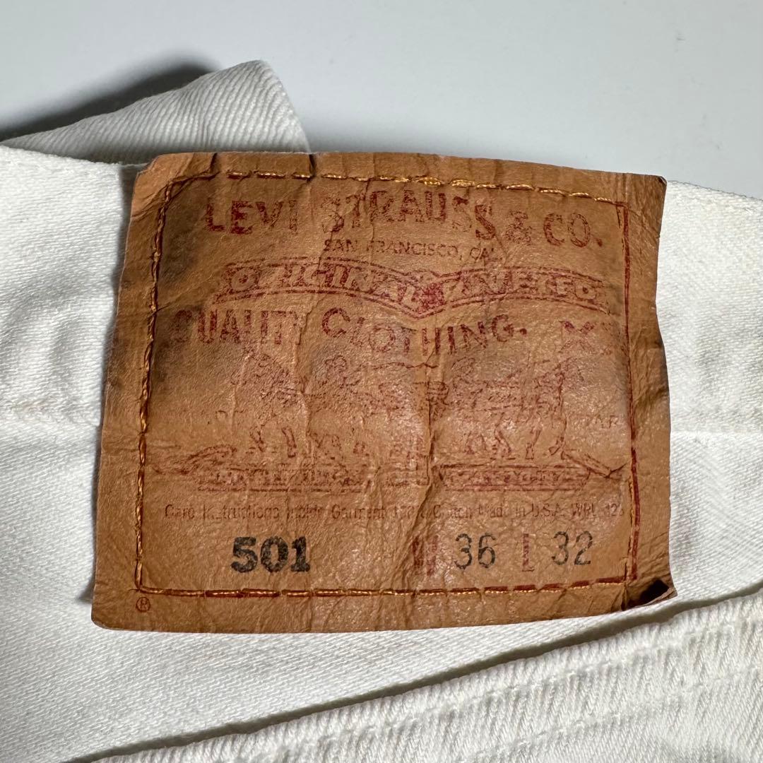 【名作】90s USA製 リーバイス501 ホワイトデニムパンツ 36 × 32