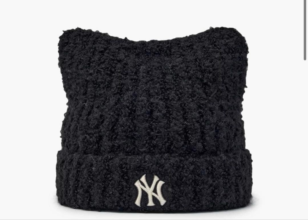 MLB 韓国限定　韓国　人気　aespa エスパ　カリナ　猫耳　ニット帽　黒