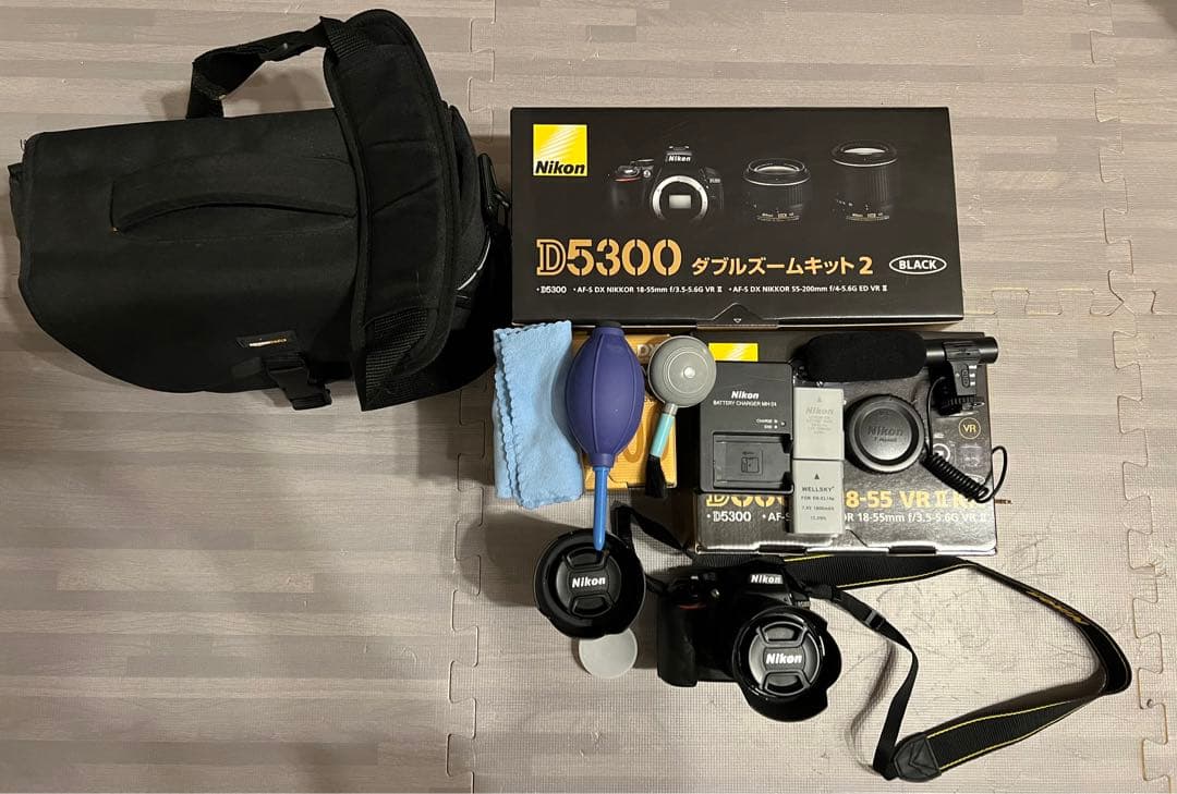 Nikon 一眼レフ　D5300ダブルズームキット2 フルセット　ケース　マイク