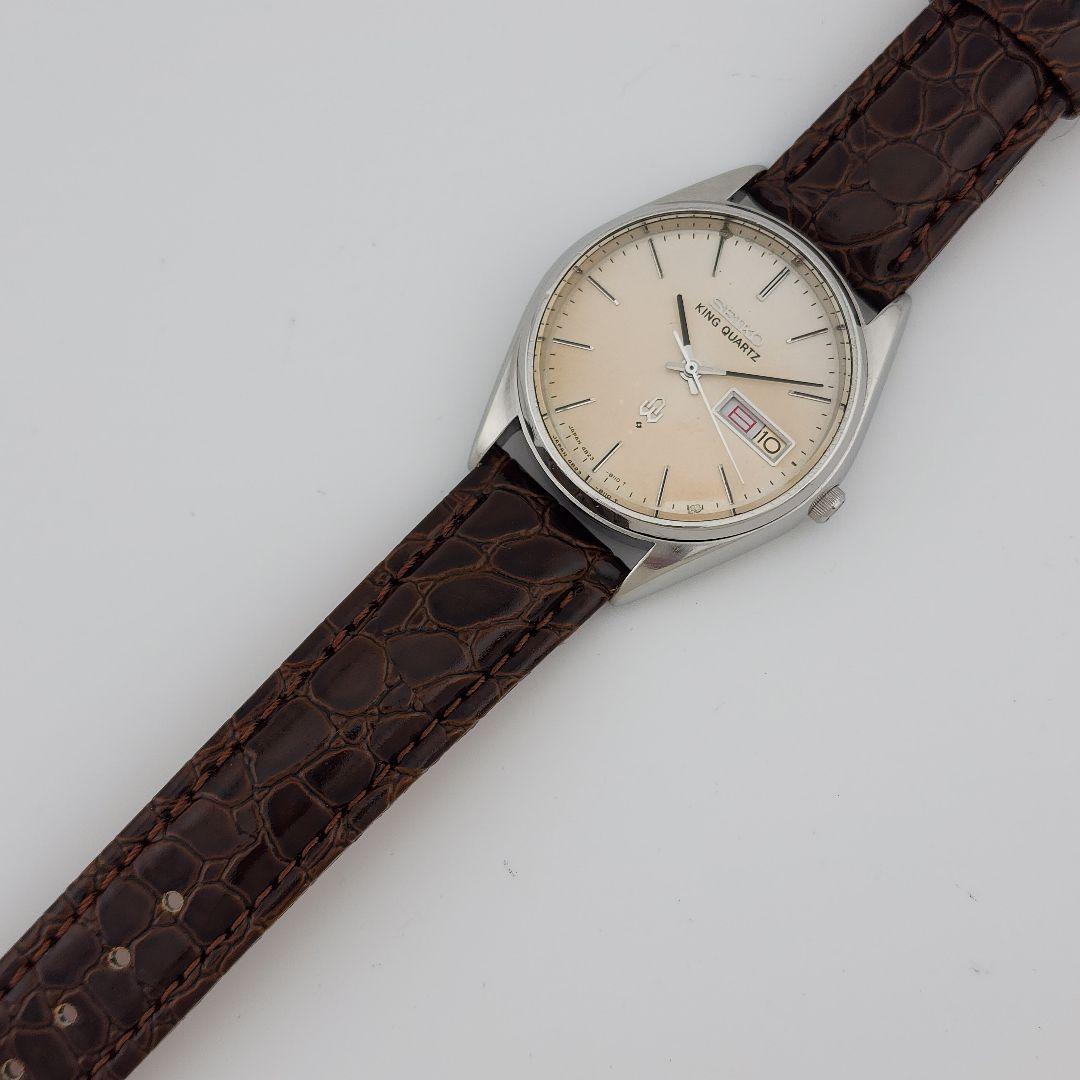 ​高級機電池交換済セイコー キングクォーツ 4823-8110 新品レザーベルト