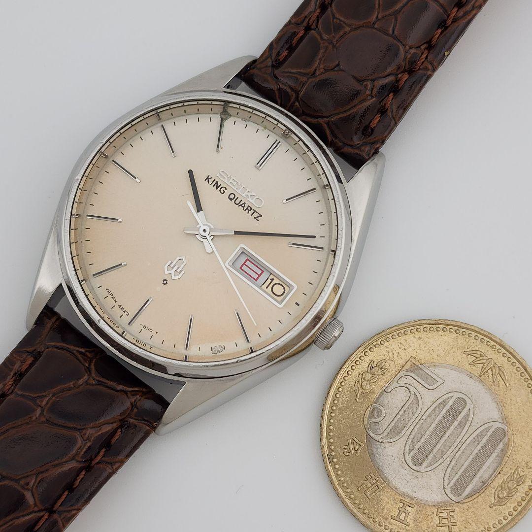​高級機電池交換済セイコー キングクォーツ 4823-8110 新品レザーベルト
