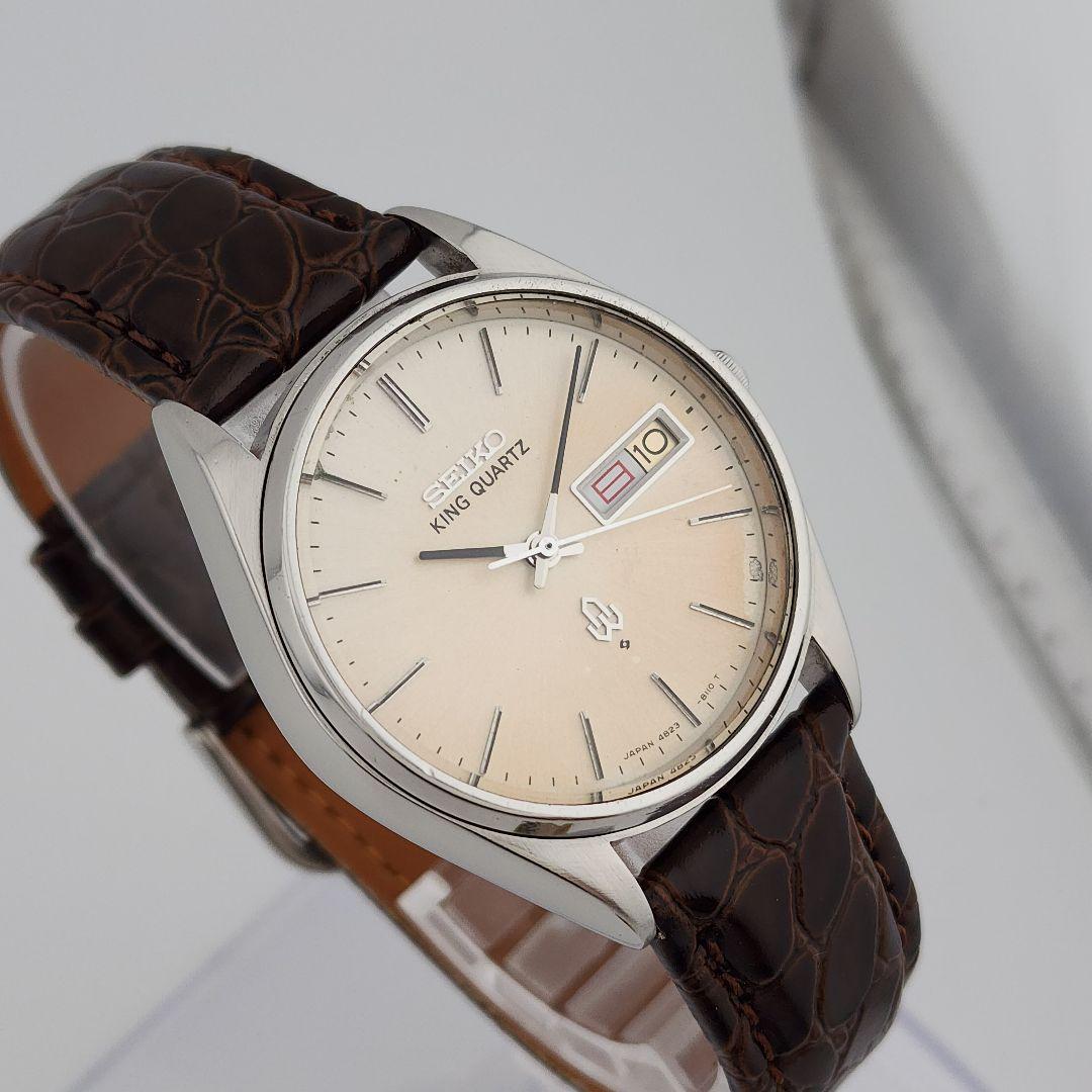 ​高級機電池交換済セイコー キングクォーツ 4823-8110 新品レザーベルト