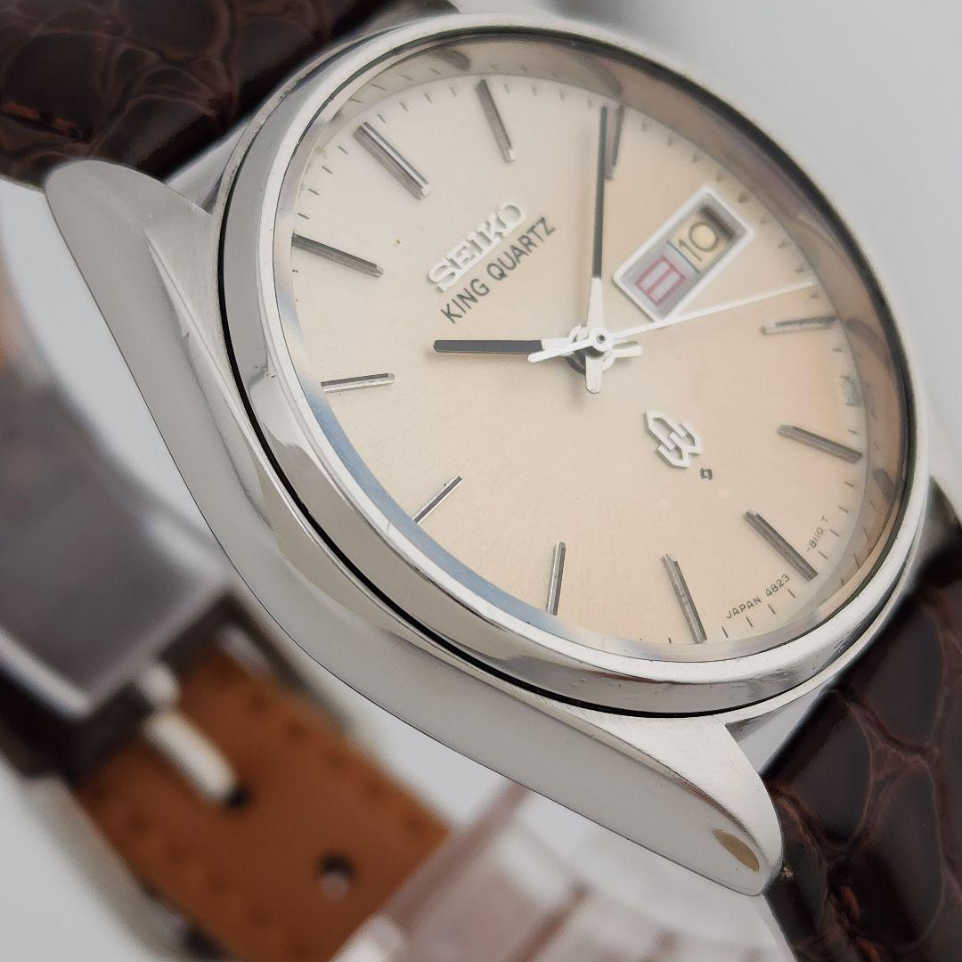 ​高級機電池交換済セイコー キングクォーツ 4823-8110 新品レザーベルト