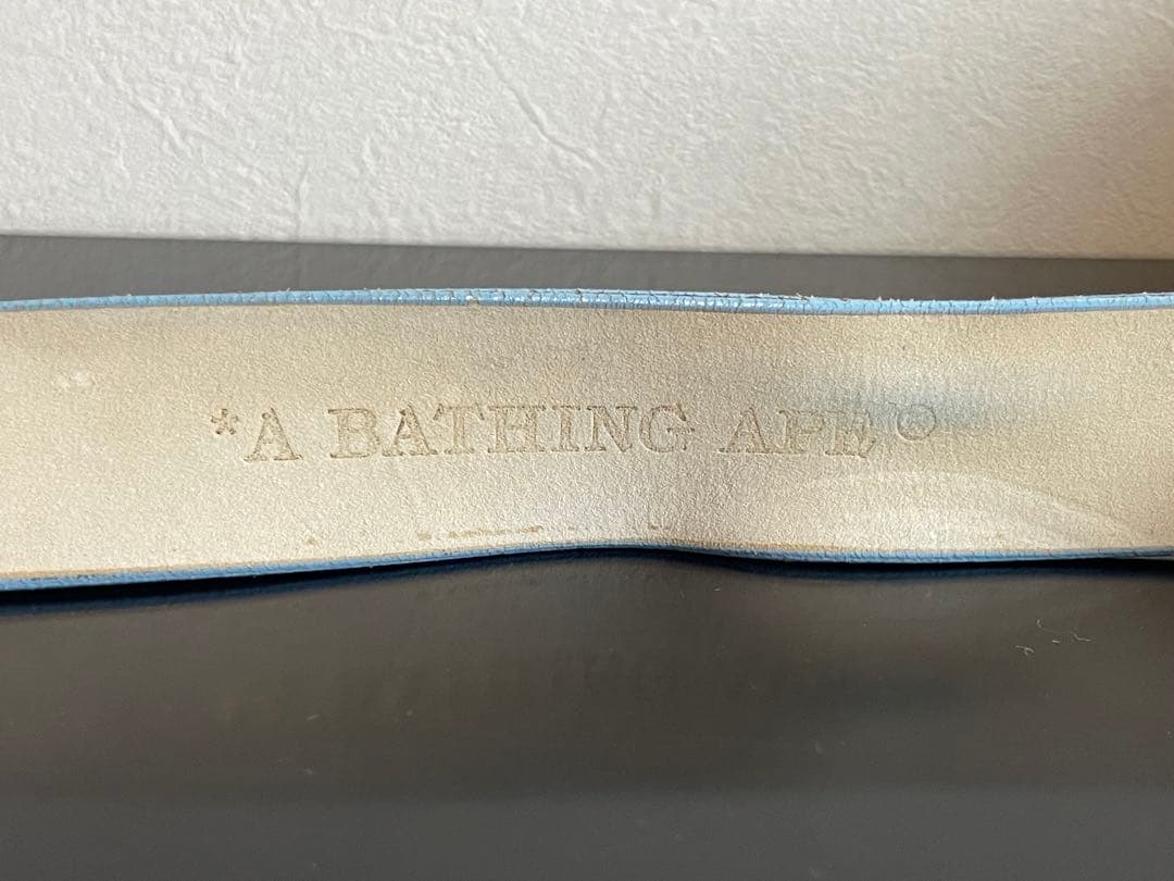 A BATHING APE BAPEバックル レザーベルト L ブルー