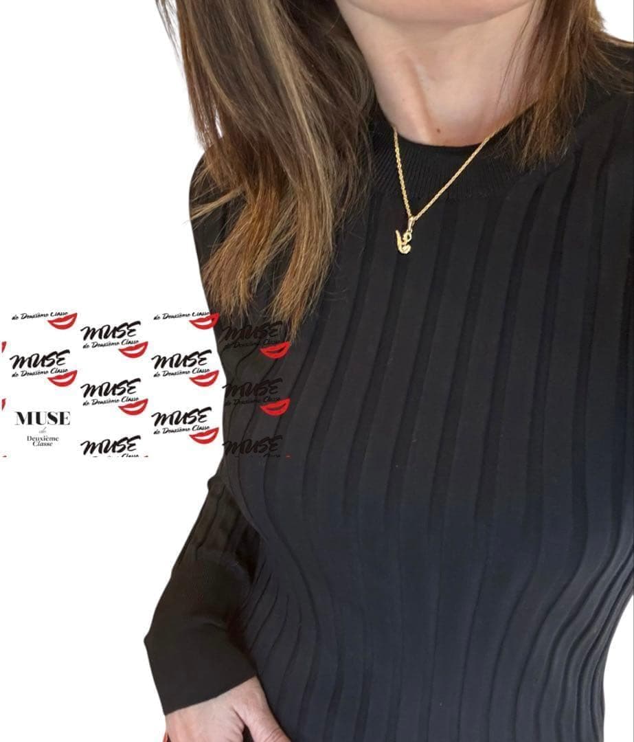 【極美品】MUSE Deuxieme Classe シルク混リブニット ブラック