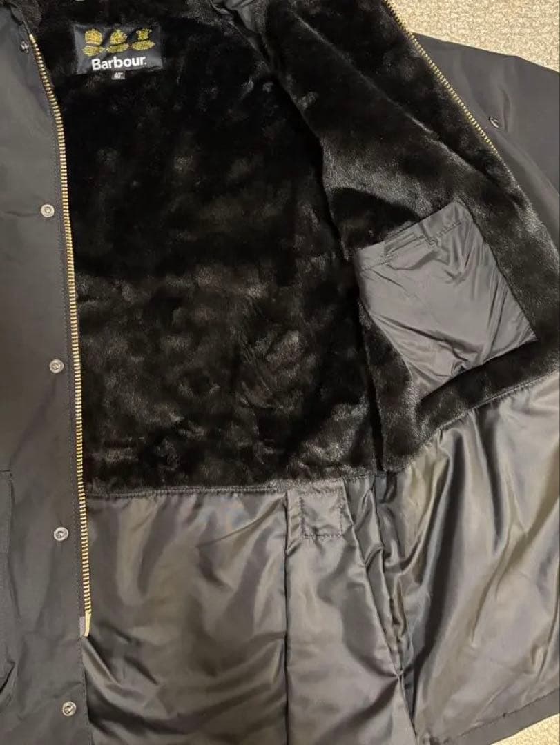 バブアー ブラック フーテッドビデイル ファーライナー ジャケット 40