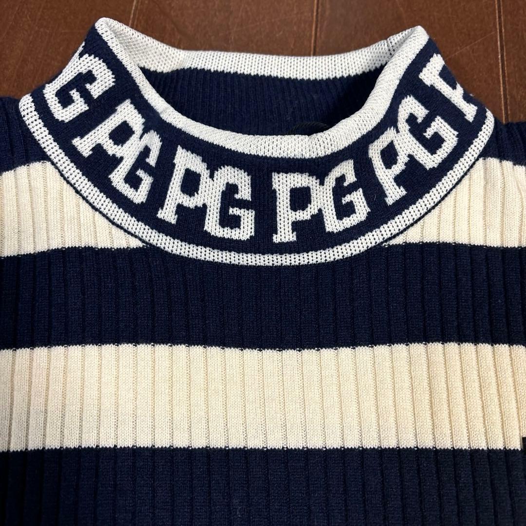 パーリーゲイツ　ウールカシミヤ　ボーダー柄ハイネックサイズ5