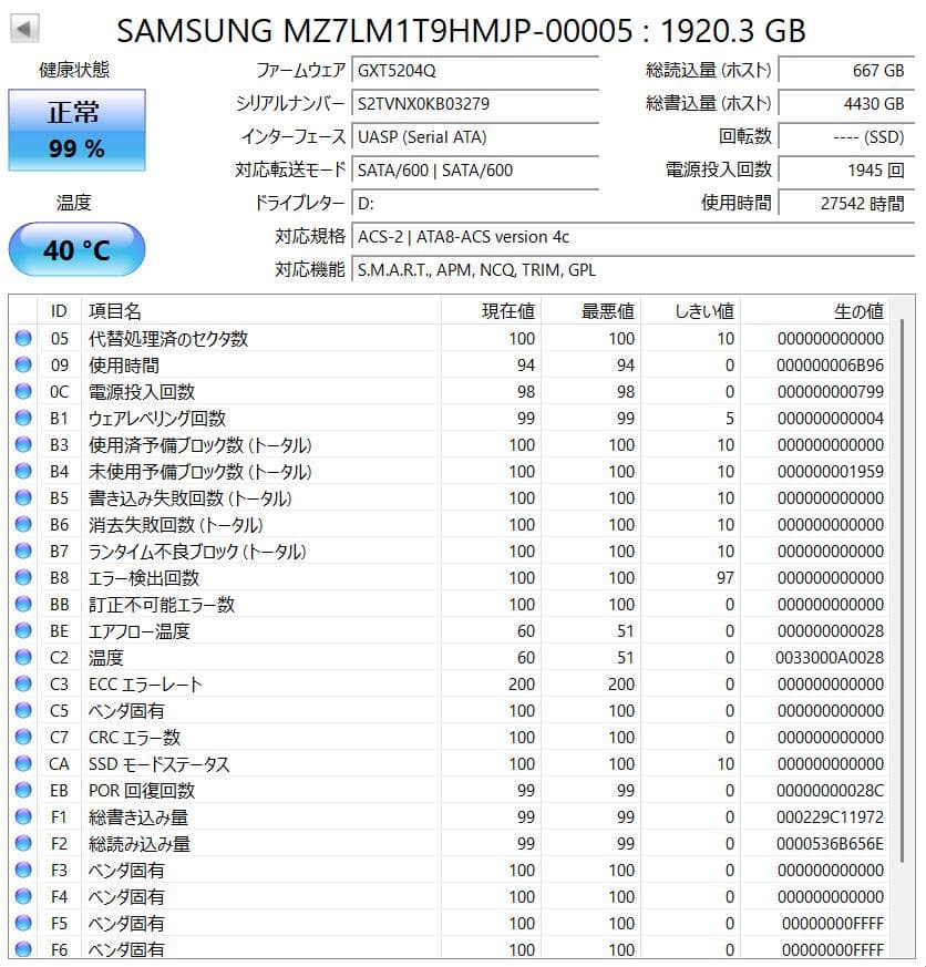 内蔵型SSD Samsung PM863a 2.5\" SSD 1.92TB