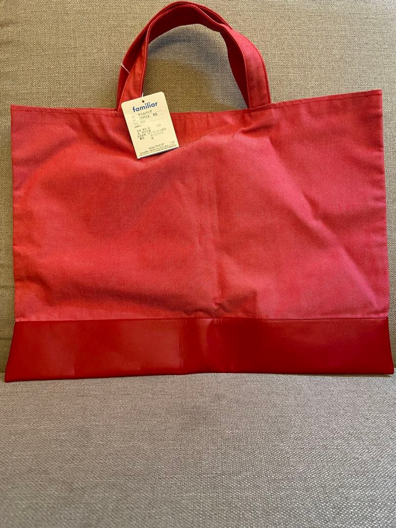 タグつき新品　ファミリア デニムバッグ 赤