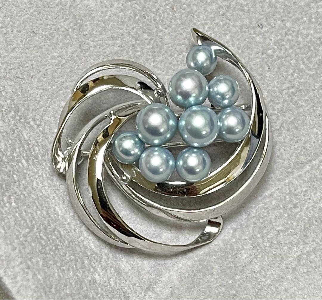 TASAKI 希少 美品 田崎真珠 ブルーパール ブローチ ベビーパール 黒真珠