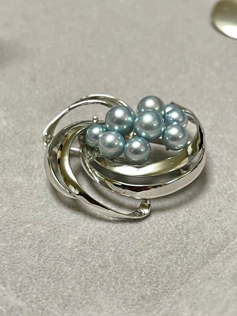 TASAKI 希少 美品 田崎真珠 ブルーパール ブローチ ベビーパール 黒真珠