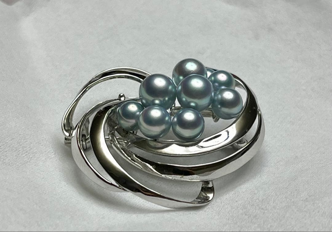 TASAKI 希少 美品 田崎真珠 ブルーパール ブローチ ベビーパール 黒真珠